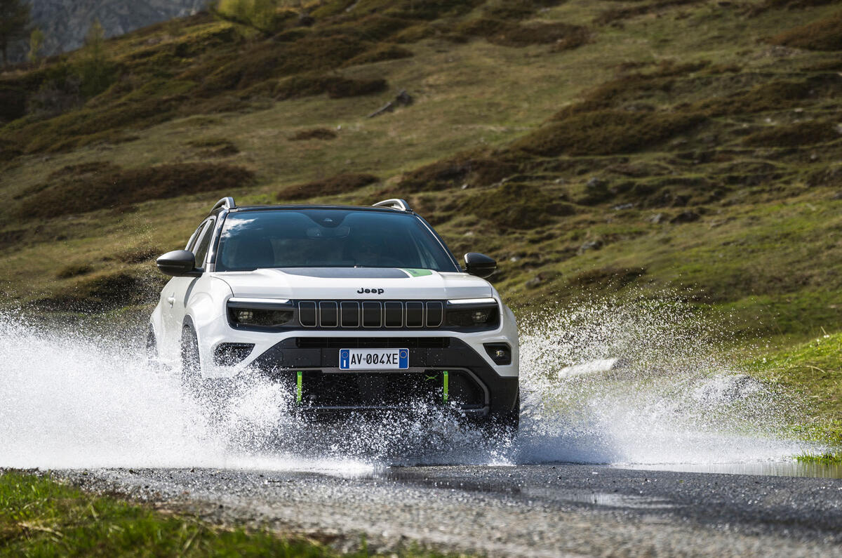 Jeep Avenger 4xe 2025 Review front corner water splash 15